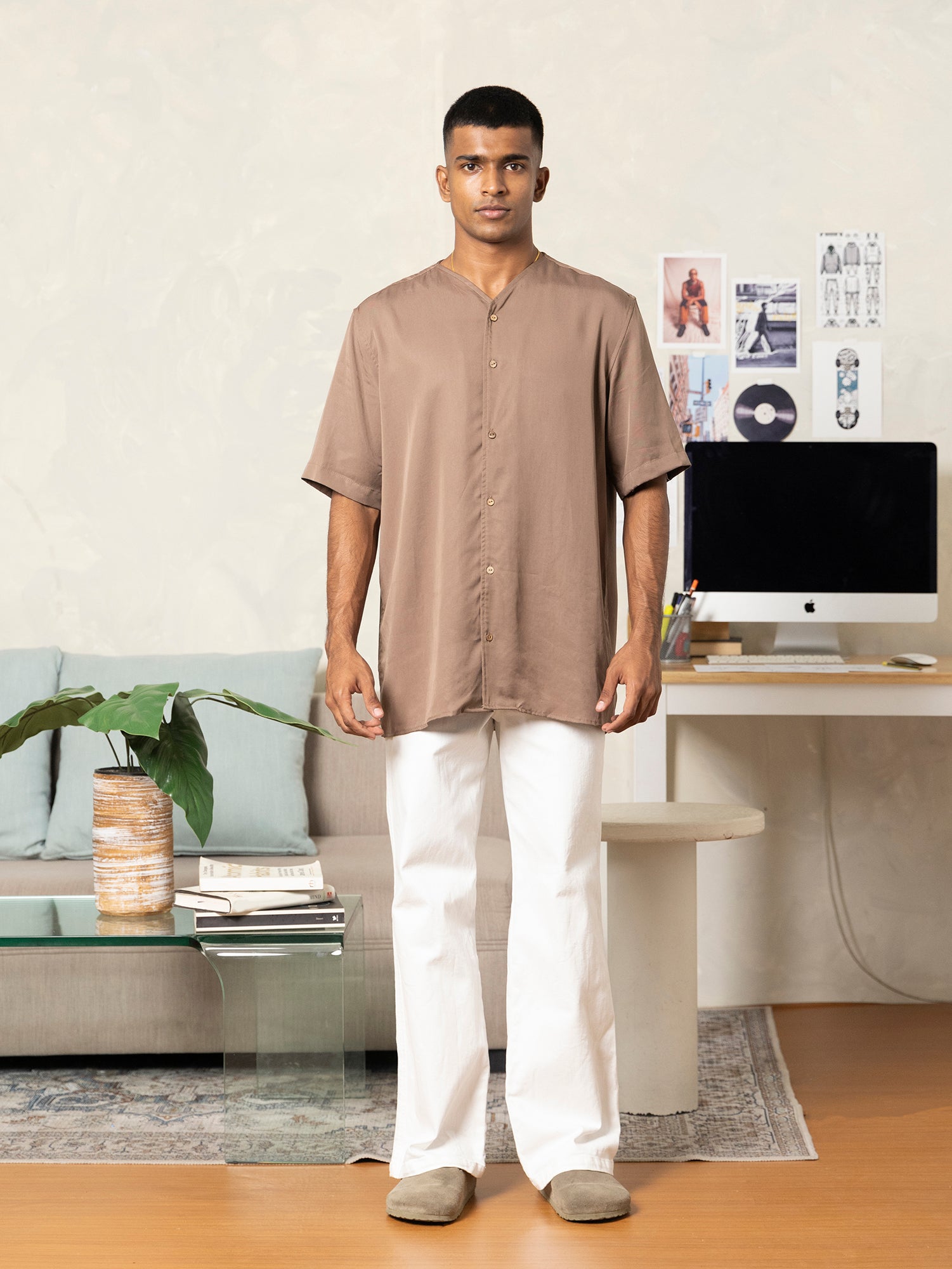 Short sleeve baseball collar shirt