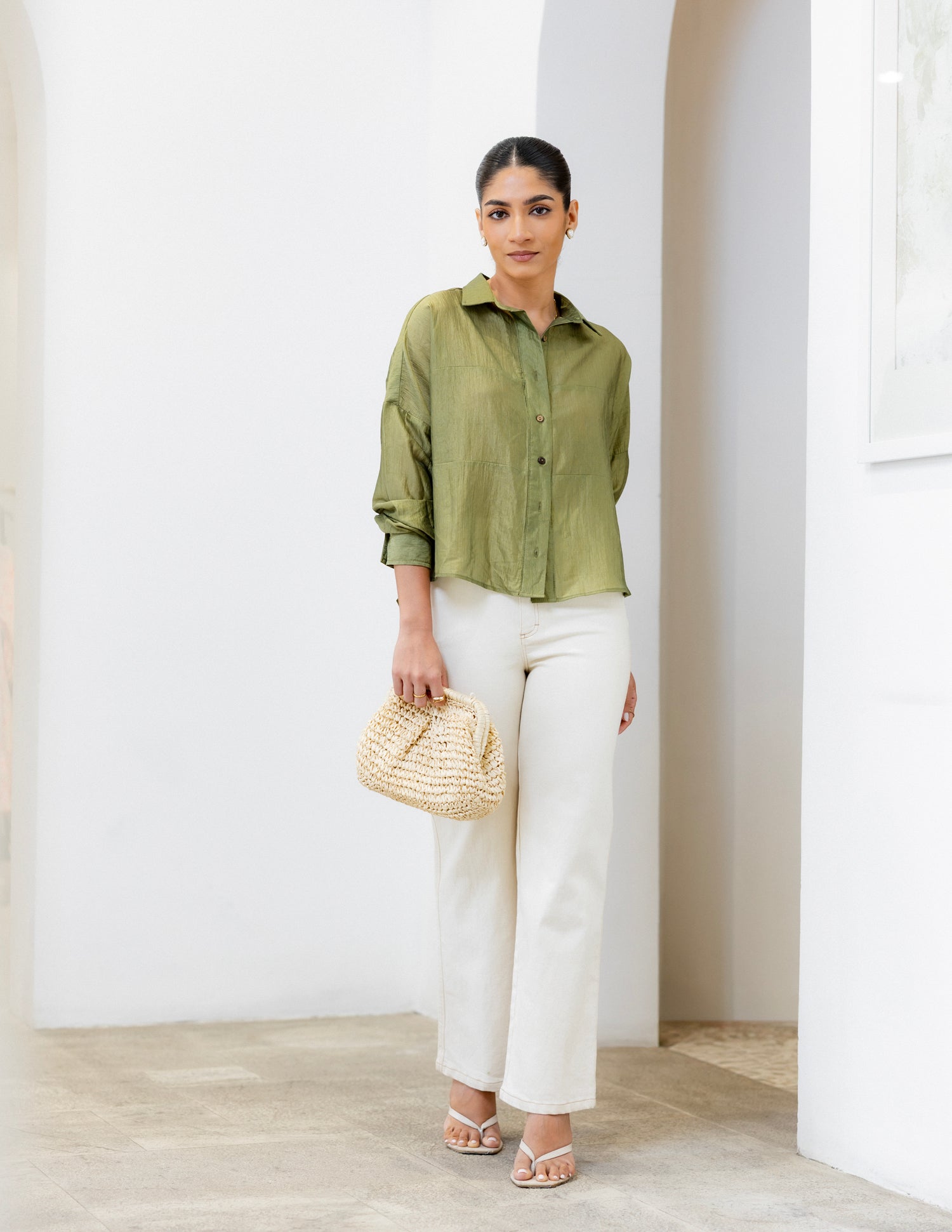 Pannel Detail Crop Shirt