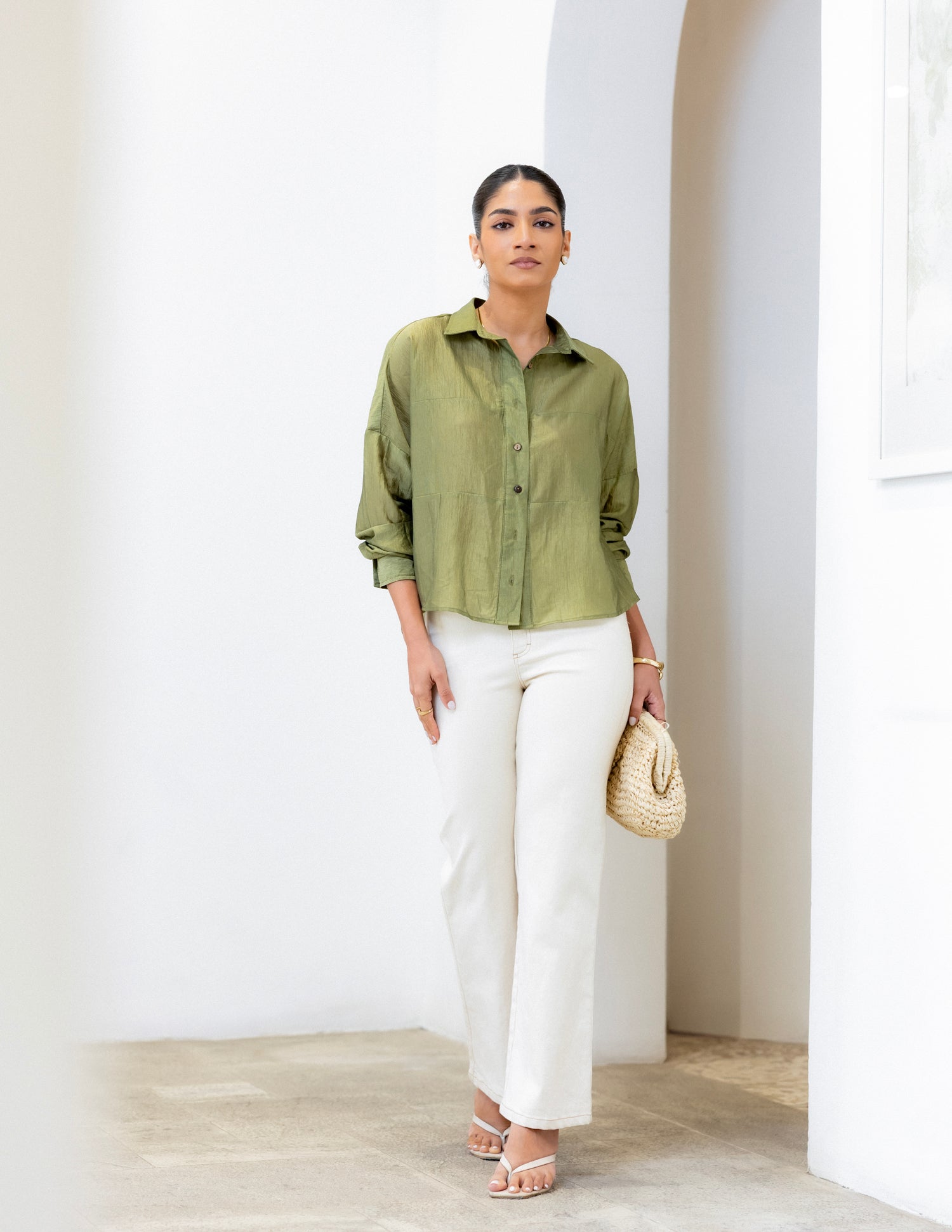 Pannel Detail Crop Shirt