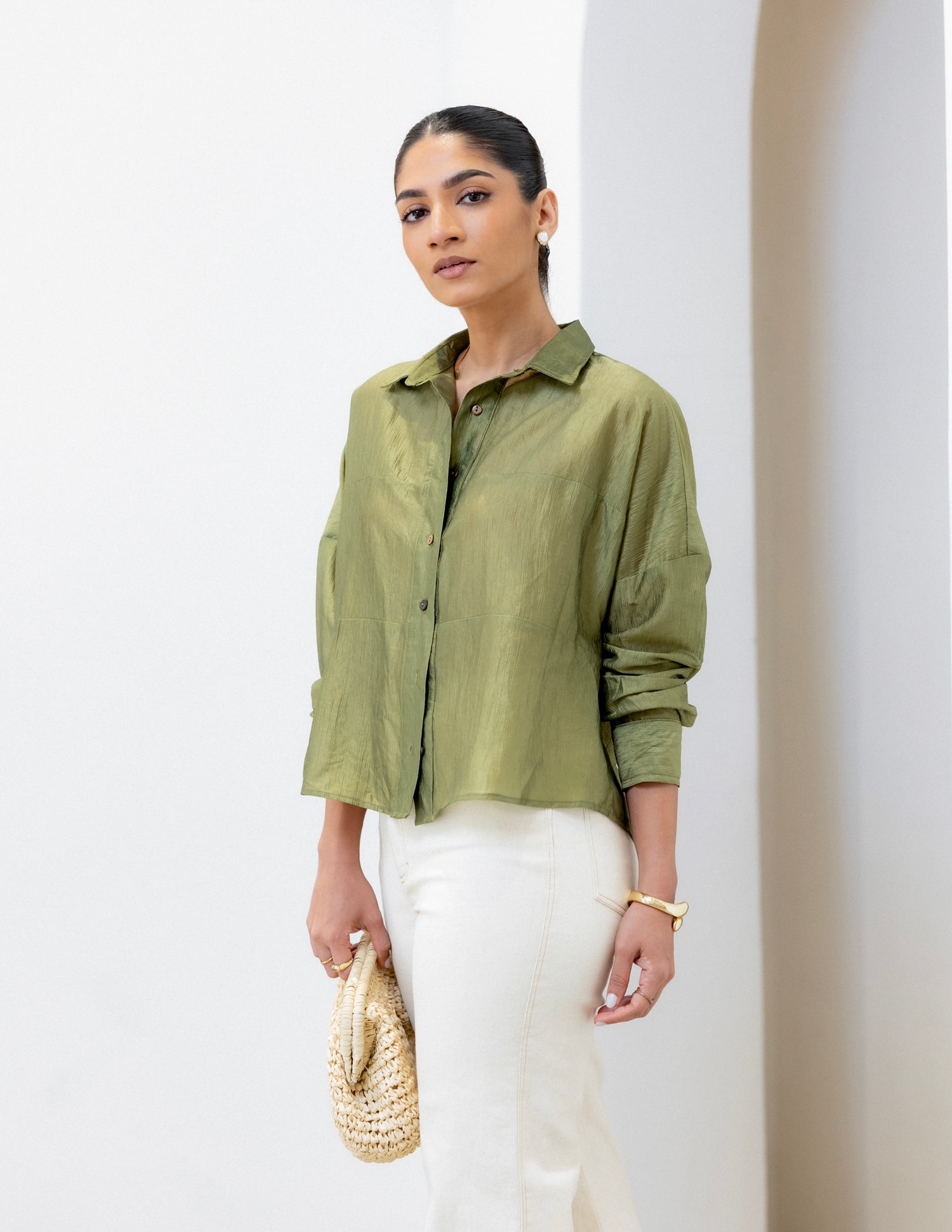 Pannel Detail Crop Shirt