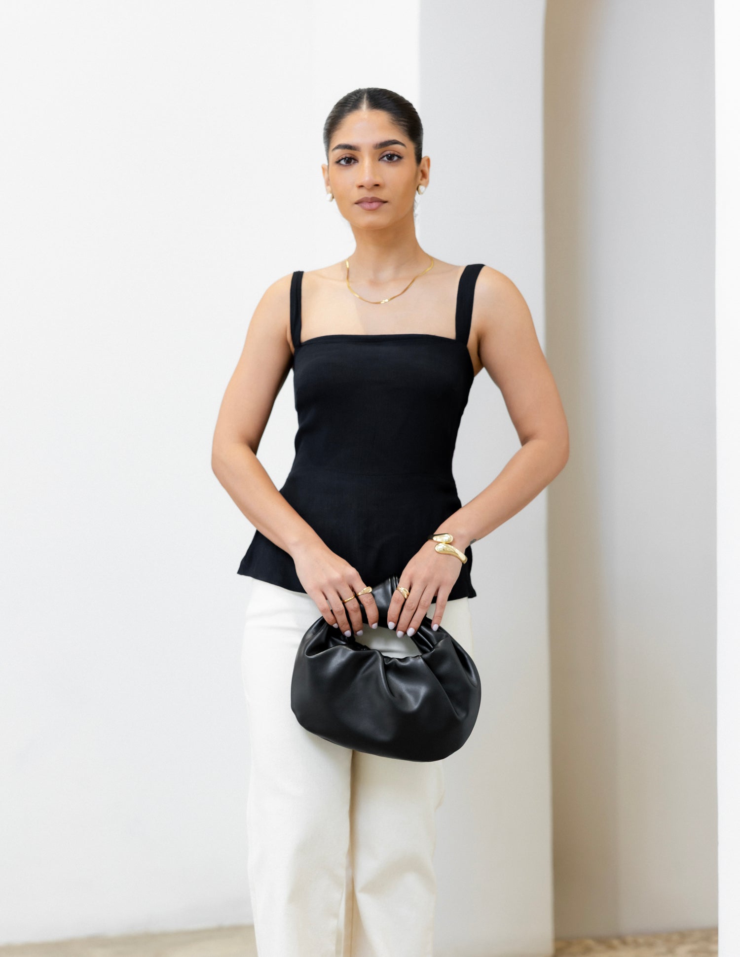 Bustier Detail Peplum Top