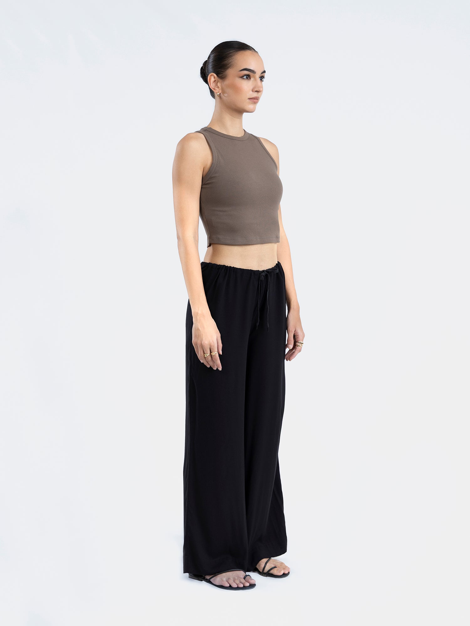 Drawstring Wide Leg Pant