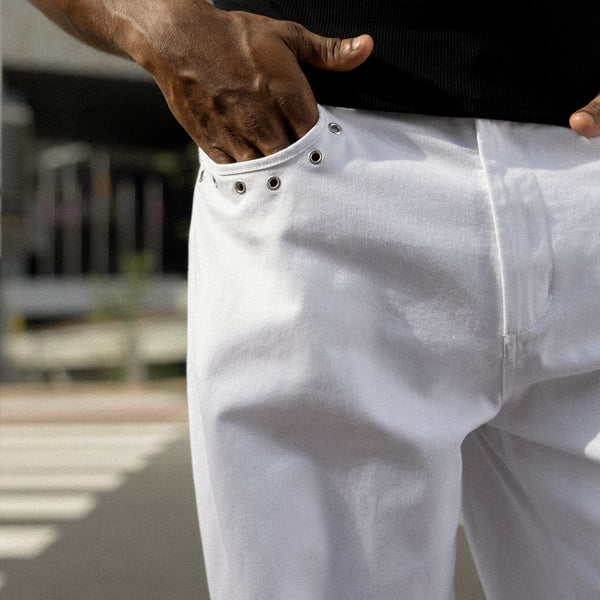 Eyelet detailed wide leg pant