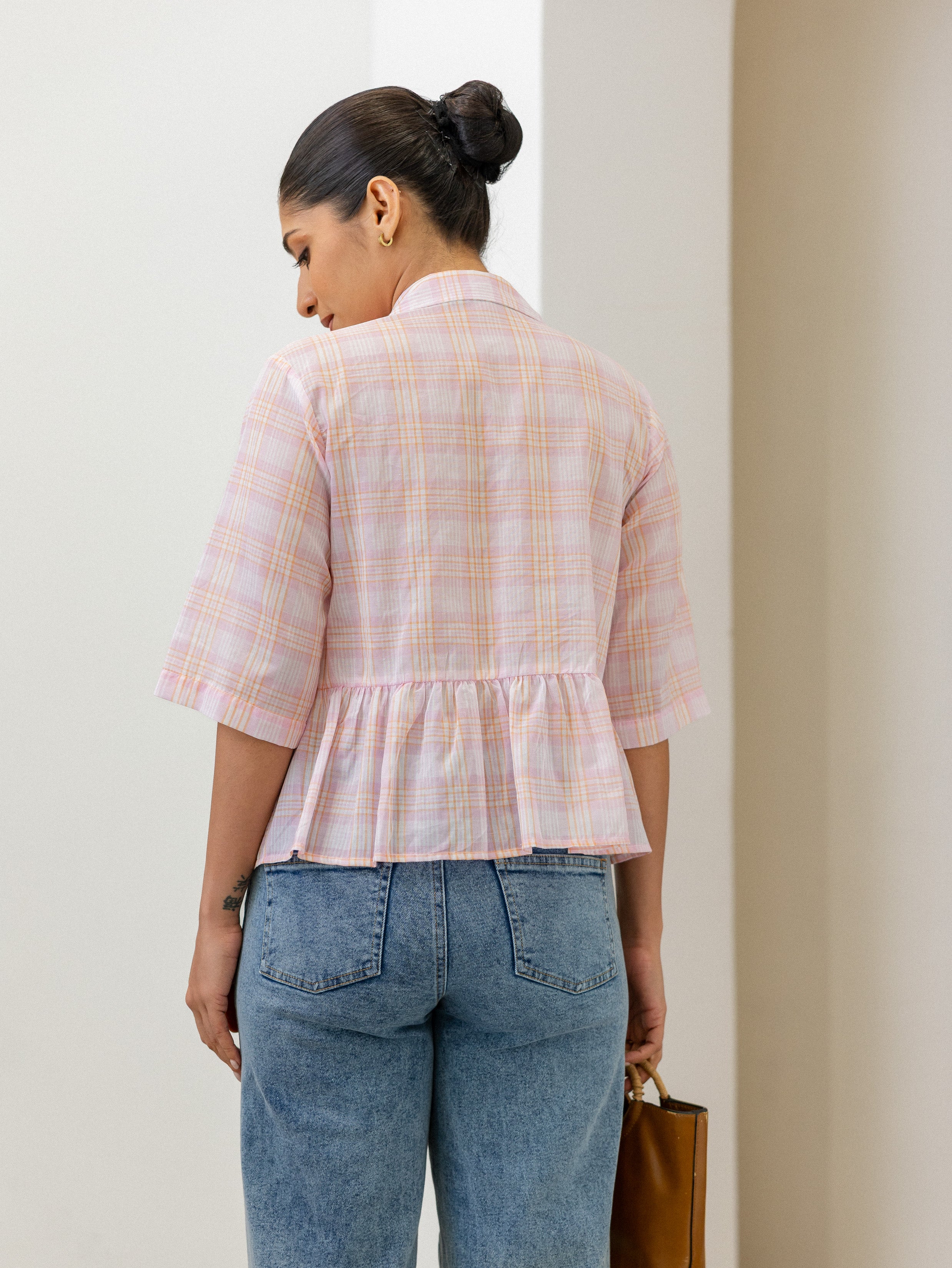 Button Down Peplum Top