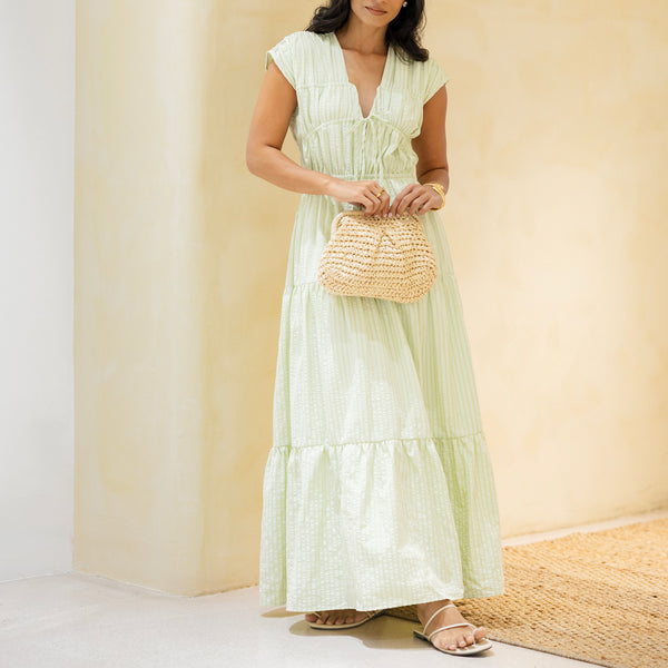 Front Tie-Up Detail Maxi Dress