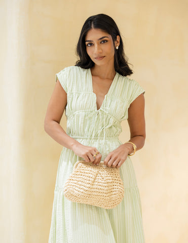 Front Tie-Up Detail Maxi Dress