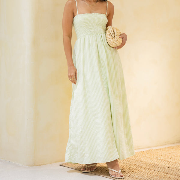 Smocking Detail Maxi Dress