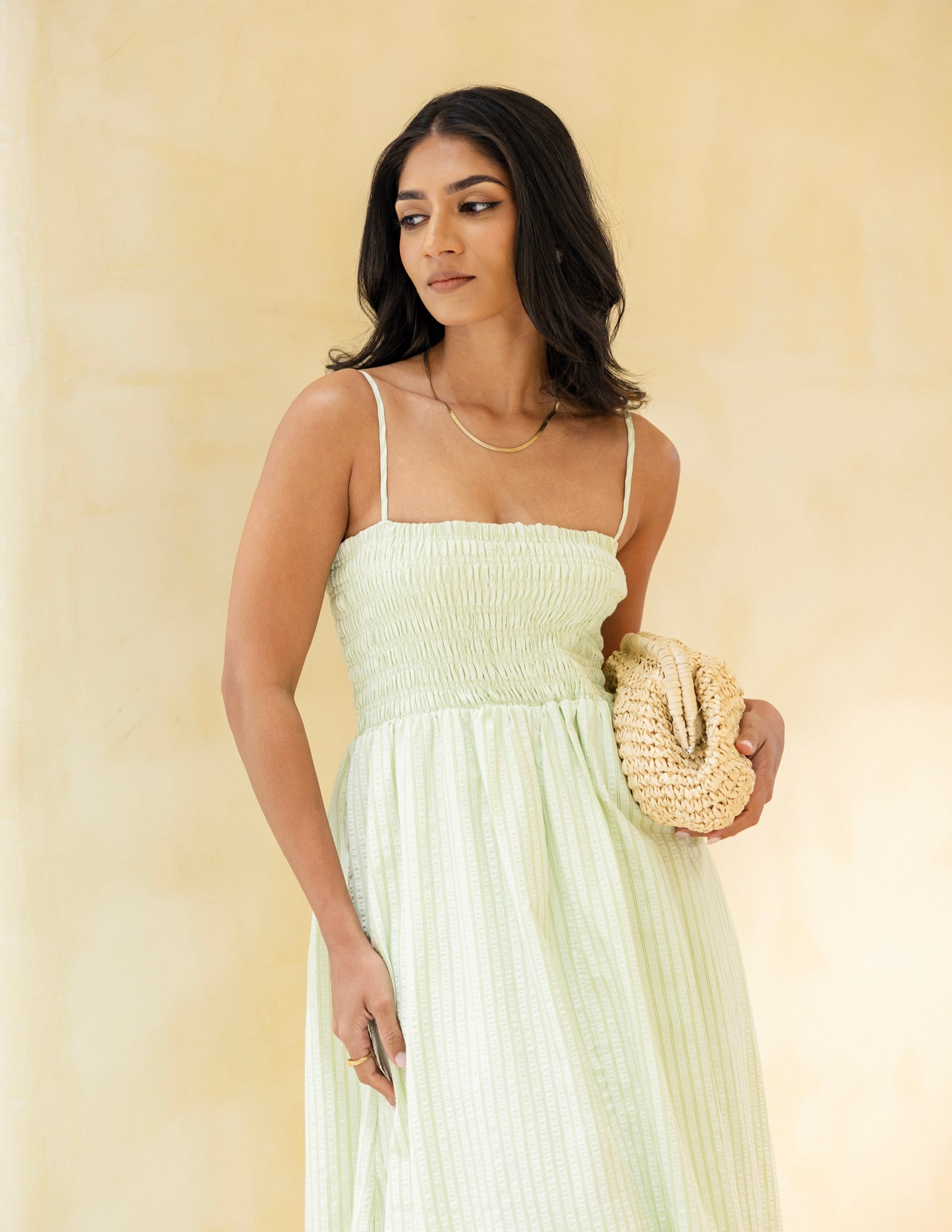 Smocking Detail Maxi Dress