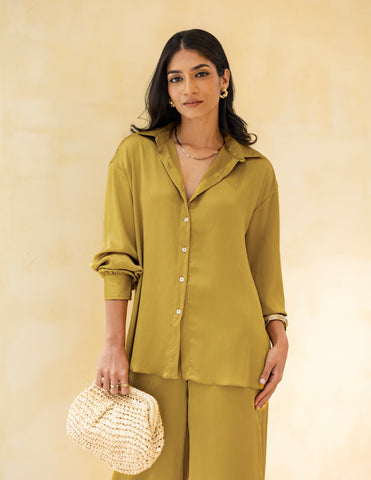 Longsleeved Oversized Satin Shirt