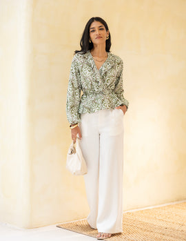 Balloon Sleeve Wrap Top