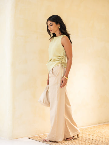 Side Ruched Satin Top