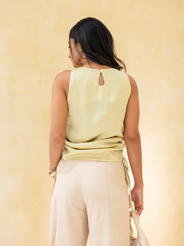 Side Ruched Satin Top