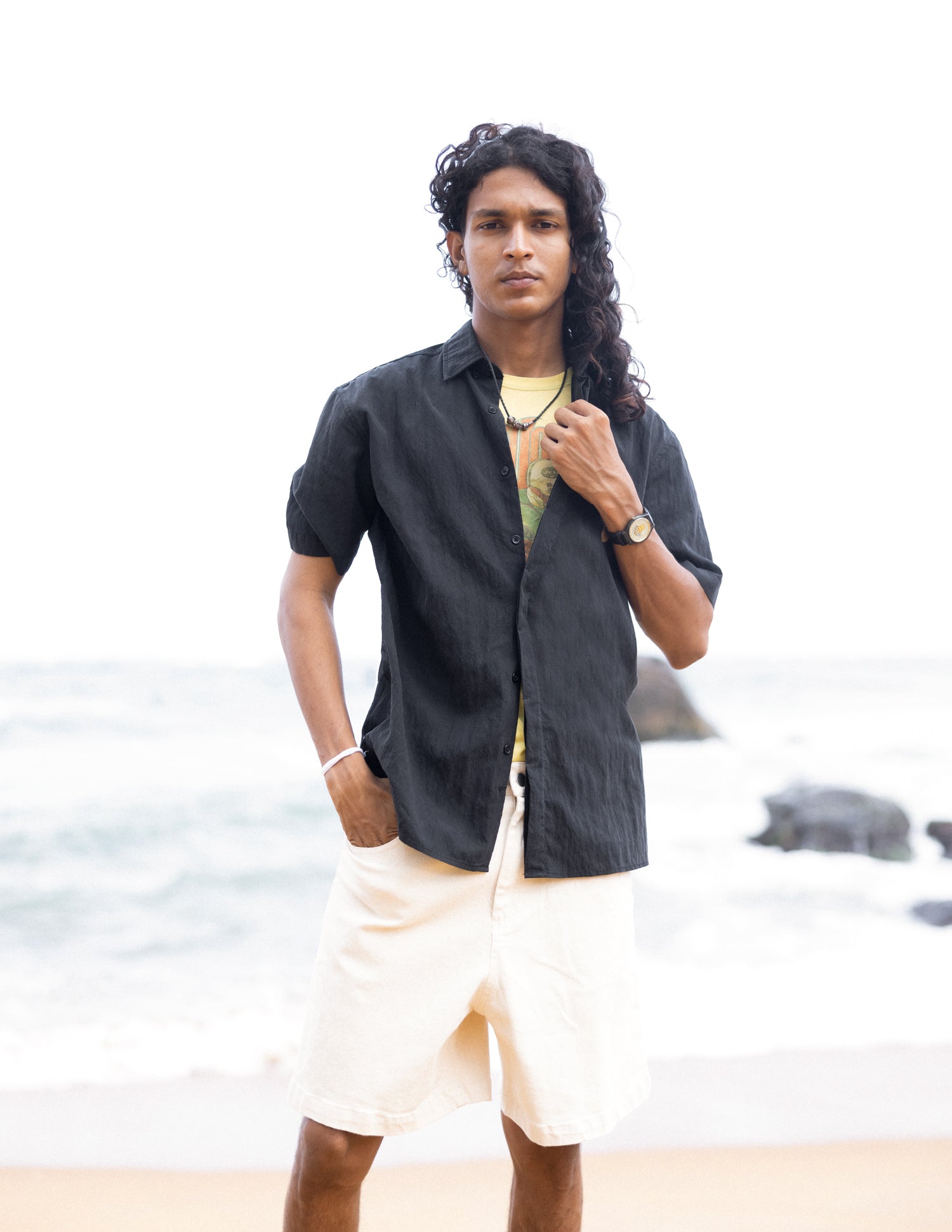 Btton down hidden placket shirt