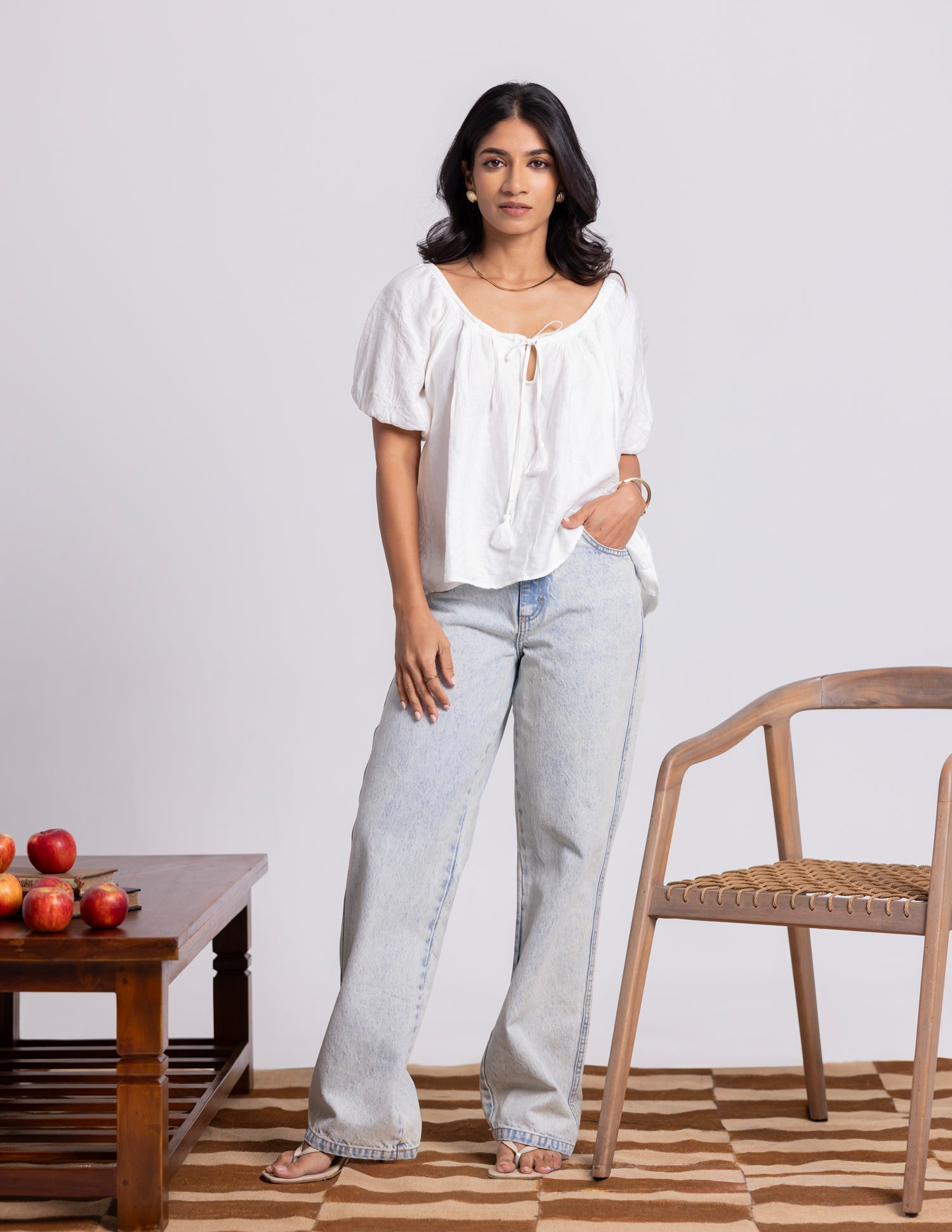 Puff Sleeved Loose Fit Top