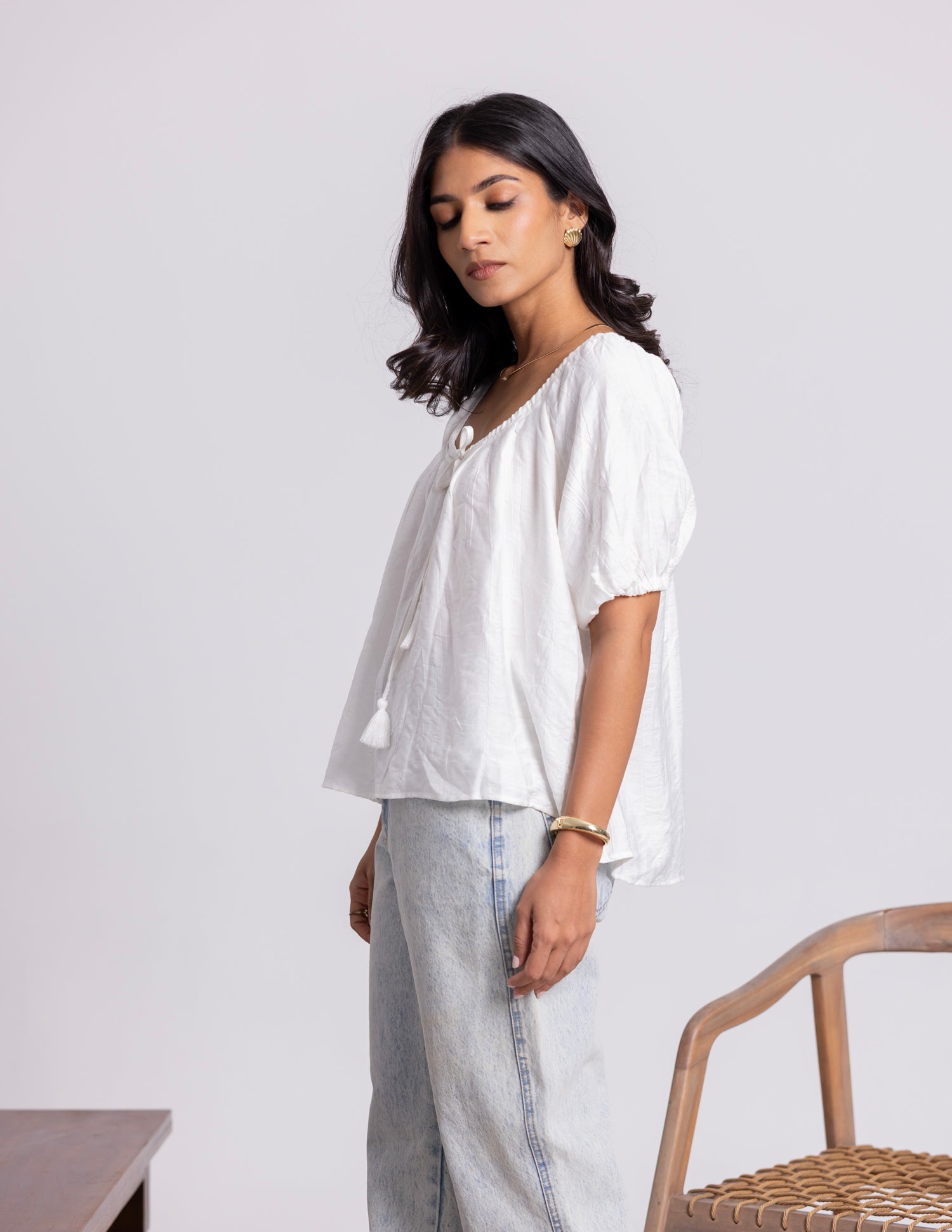 Puff Sleeved Loose Fit Top