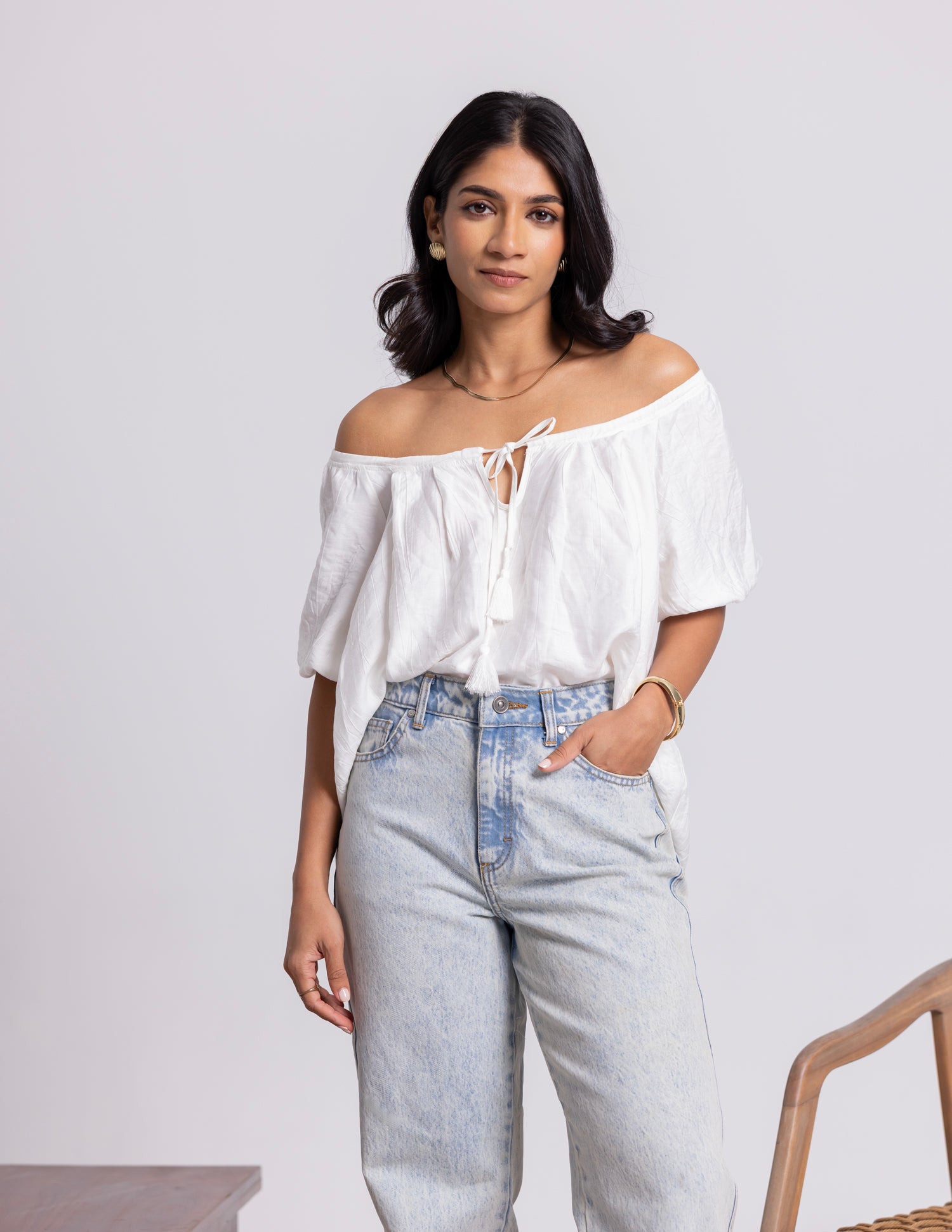 Puff Sleeved Loose Fit Top