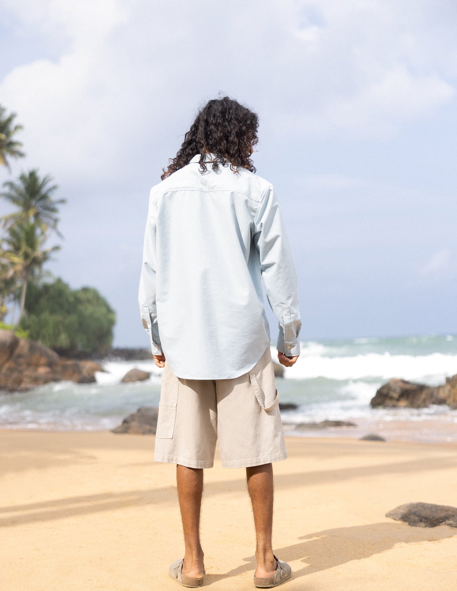 Oversized half placket shirt