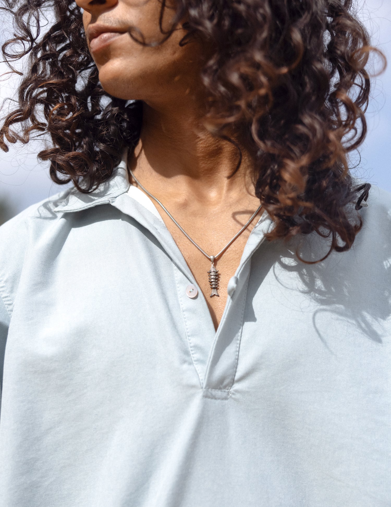 Oversized half placket shirt