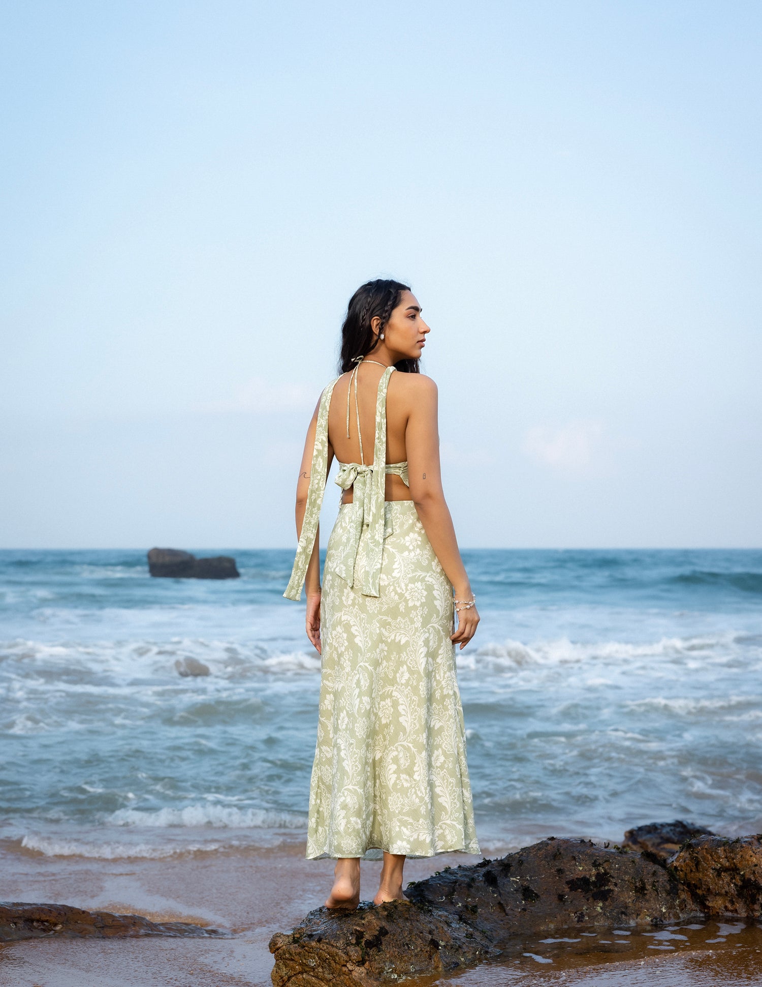 Printed Bias Maxi Skirt