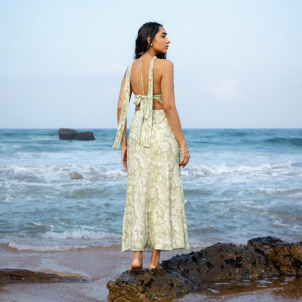 Printed Bias Maxi Skirt