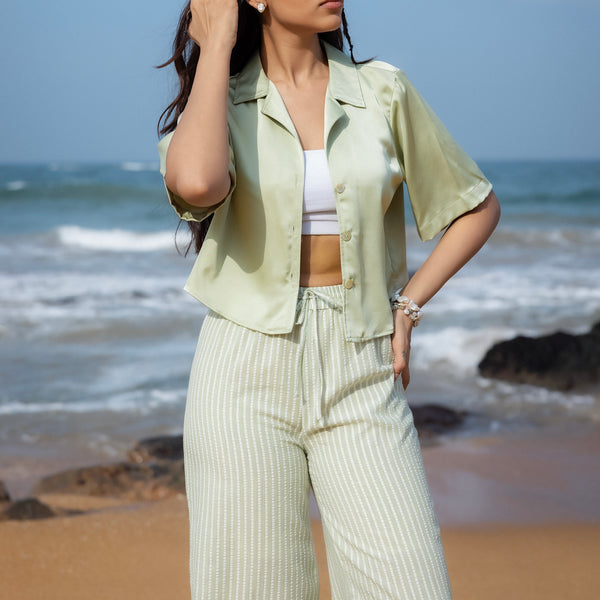 Button Down Short Sleeved Crop Top