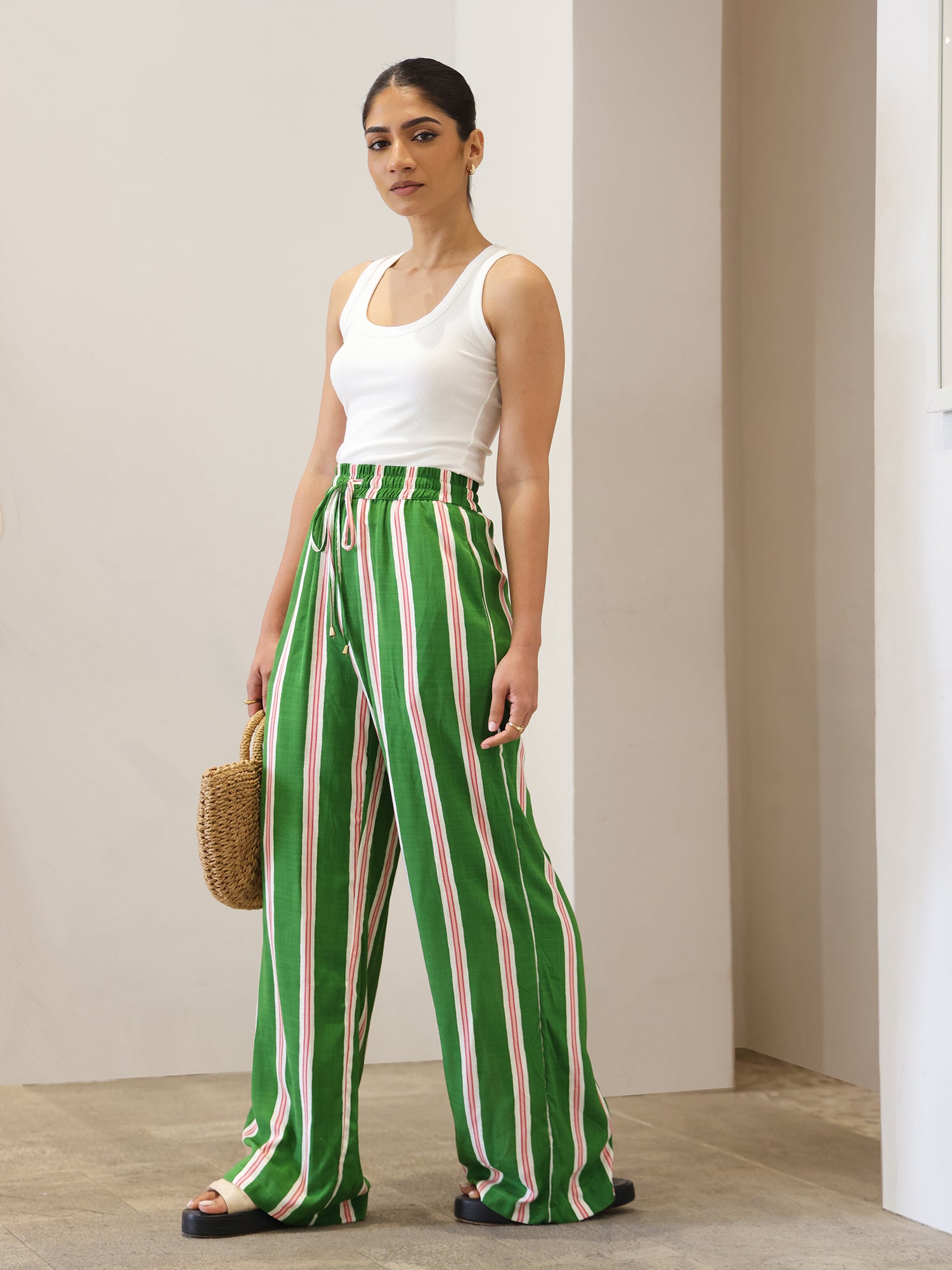Drawstring Wide Leg Pant