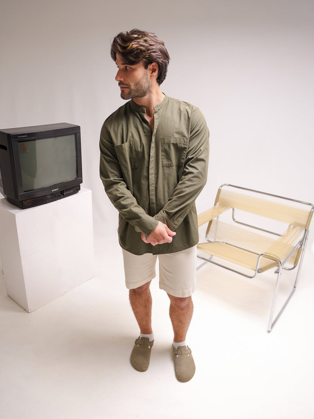 Hidden placket detailed oversize shirt