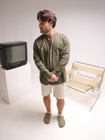 Hidden placket detailed oversize shirt