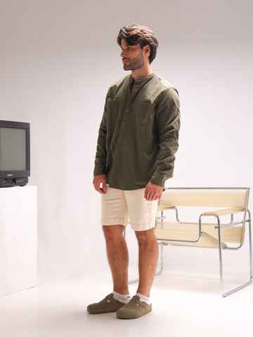 Hidden placket detailed oversize shirt