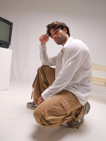 One chest pocket detailed soft cotton shirt