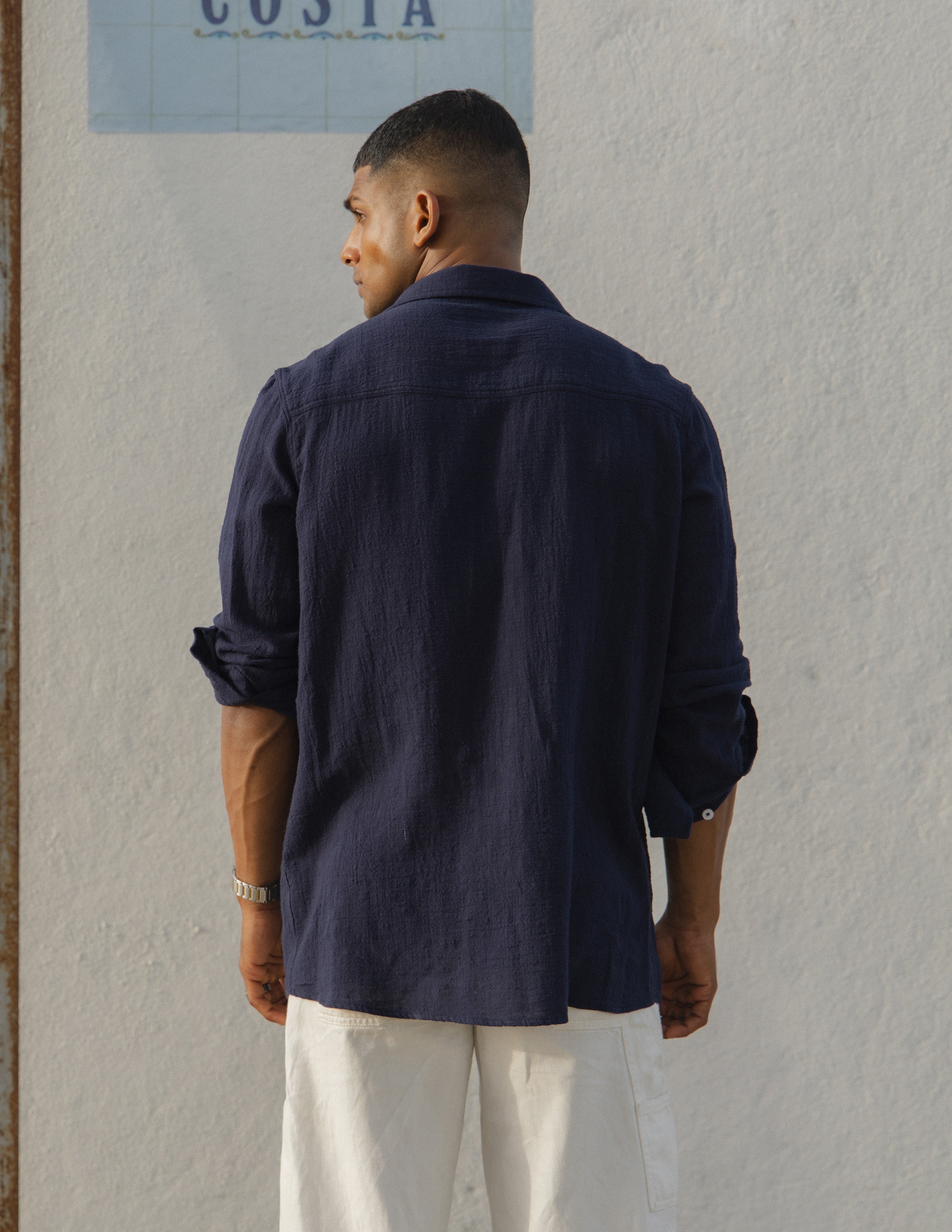 Camp collar long sleeve shirt