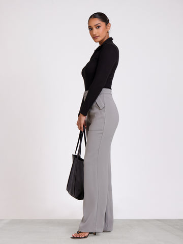 Belt Detailed Straight Leg Pant