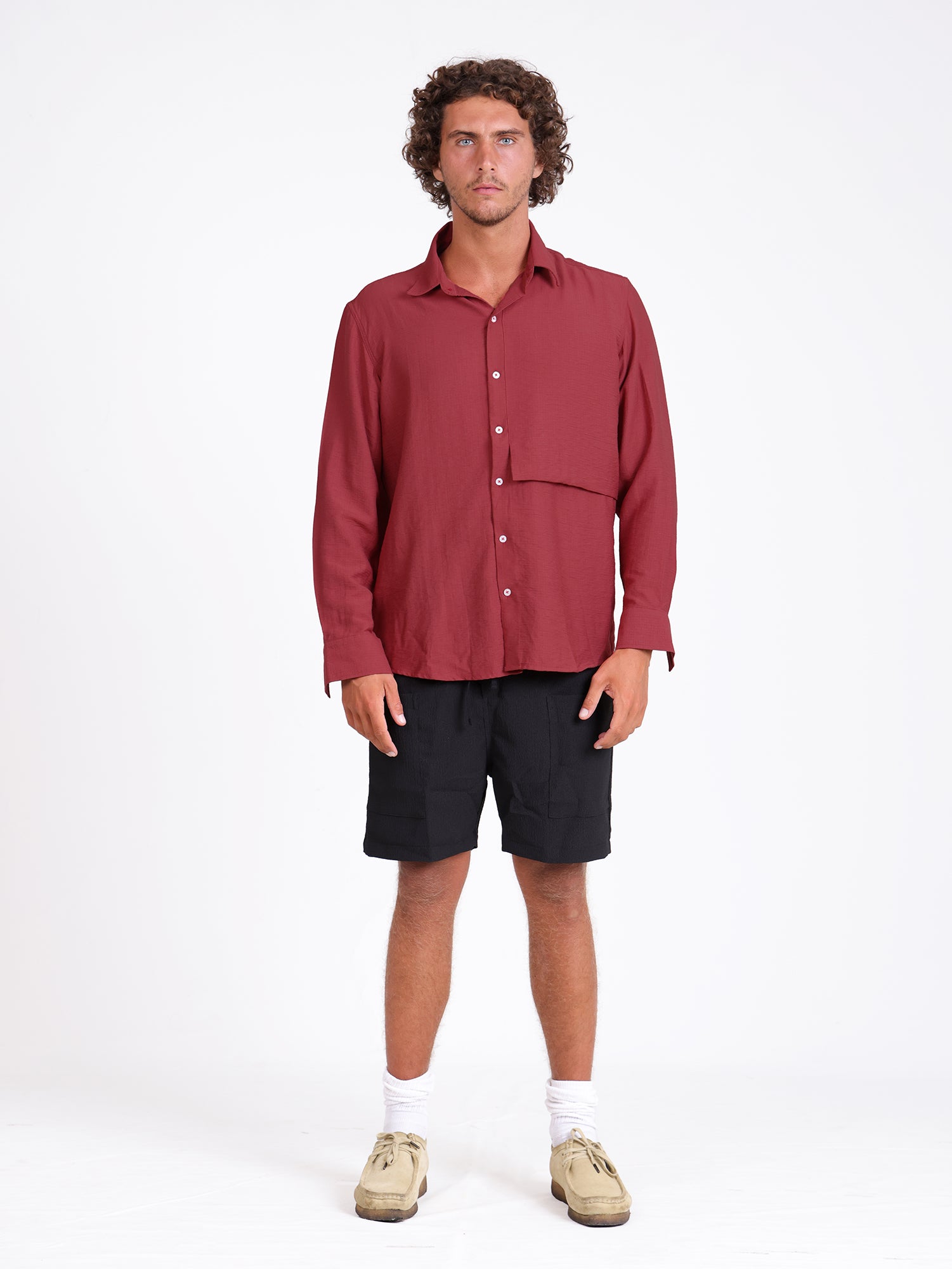 Hidden pocket with flap detailed shirt