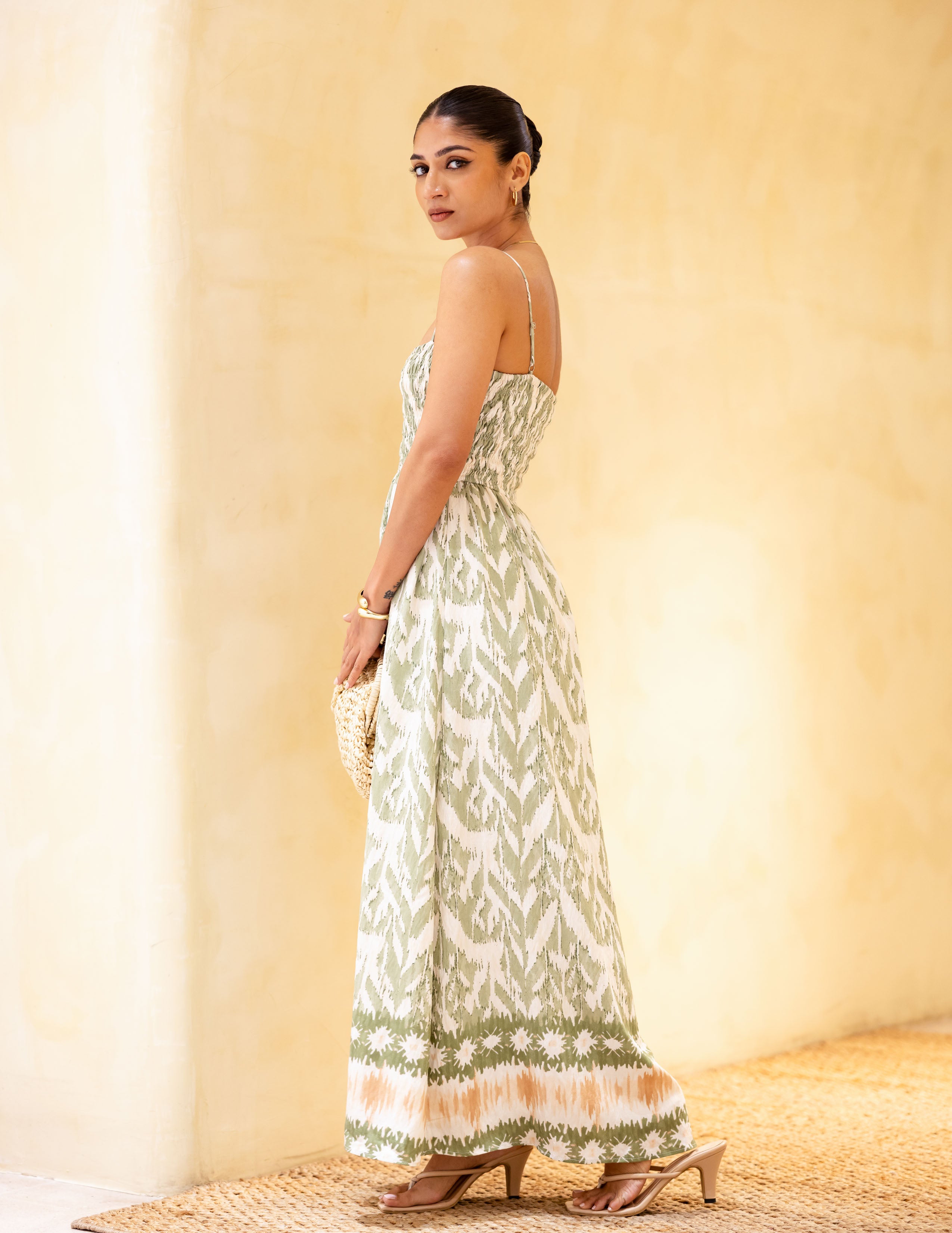 Smocking Detail Maxi Dress