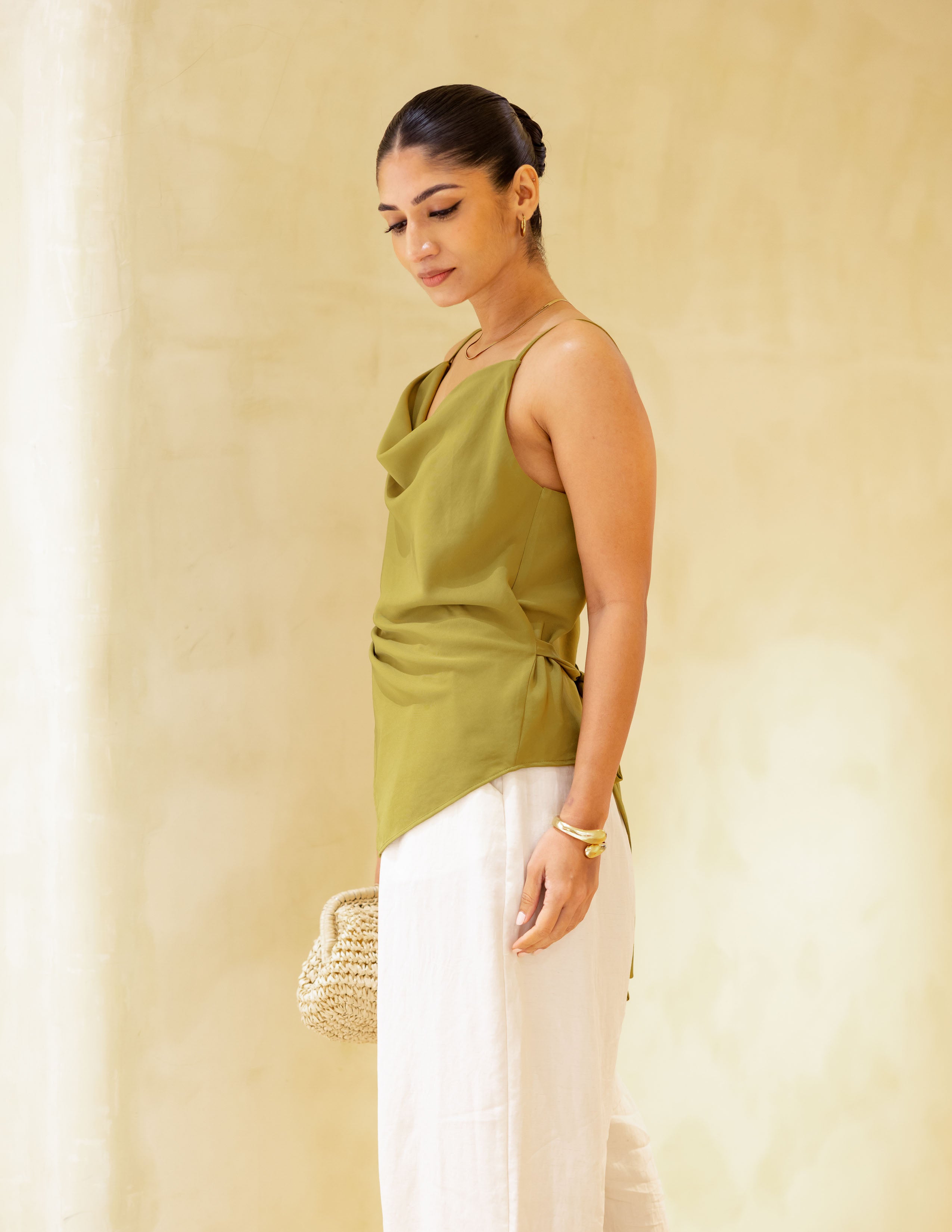 Cowl Neck Asymmetrical Top