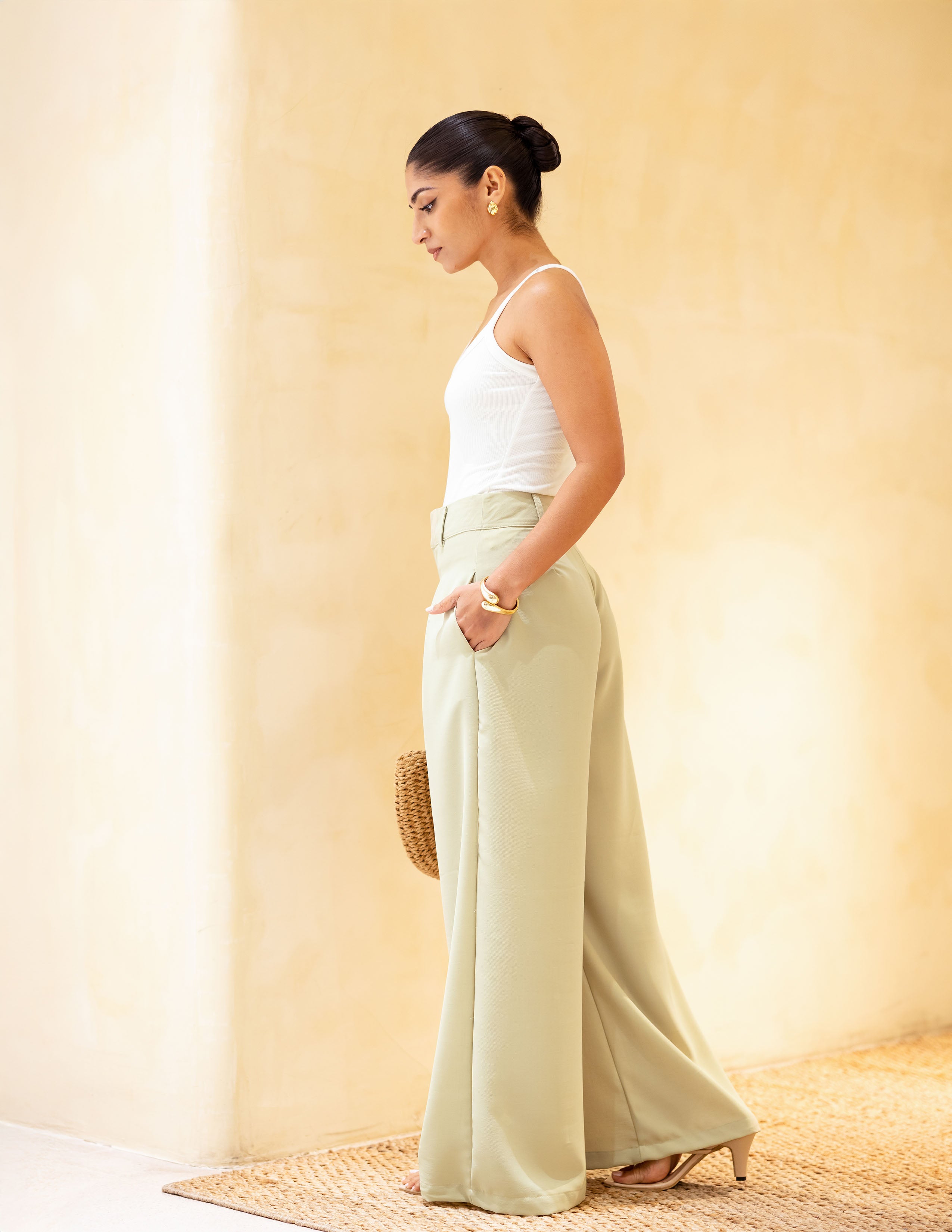 Pleat Detail Wide Leg Pant