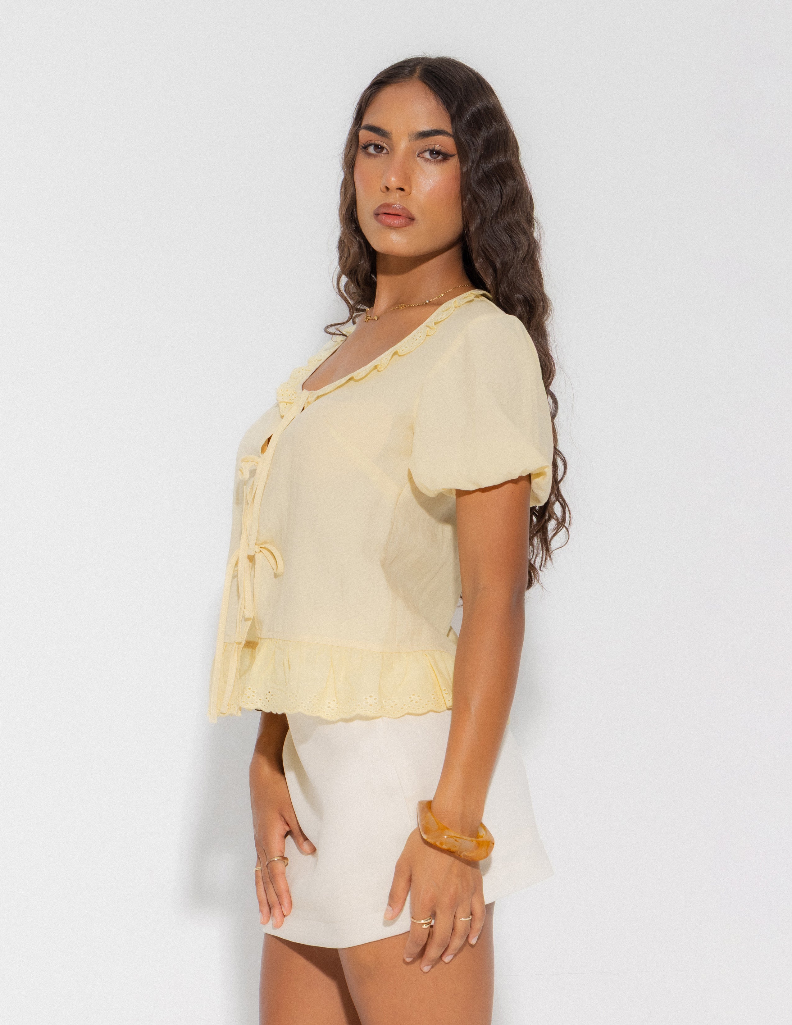 Lace Detail Front Tieup Top