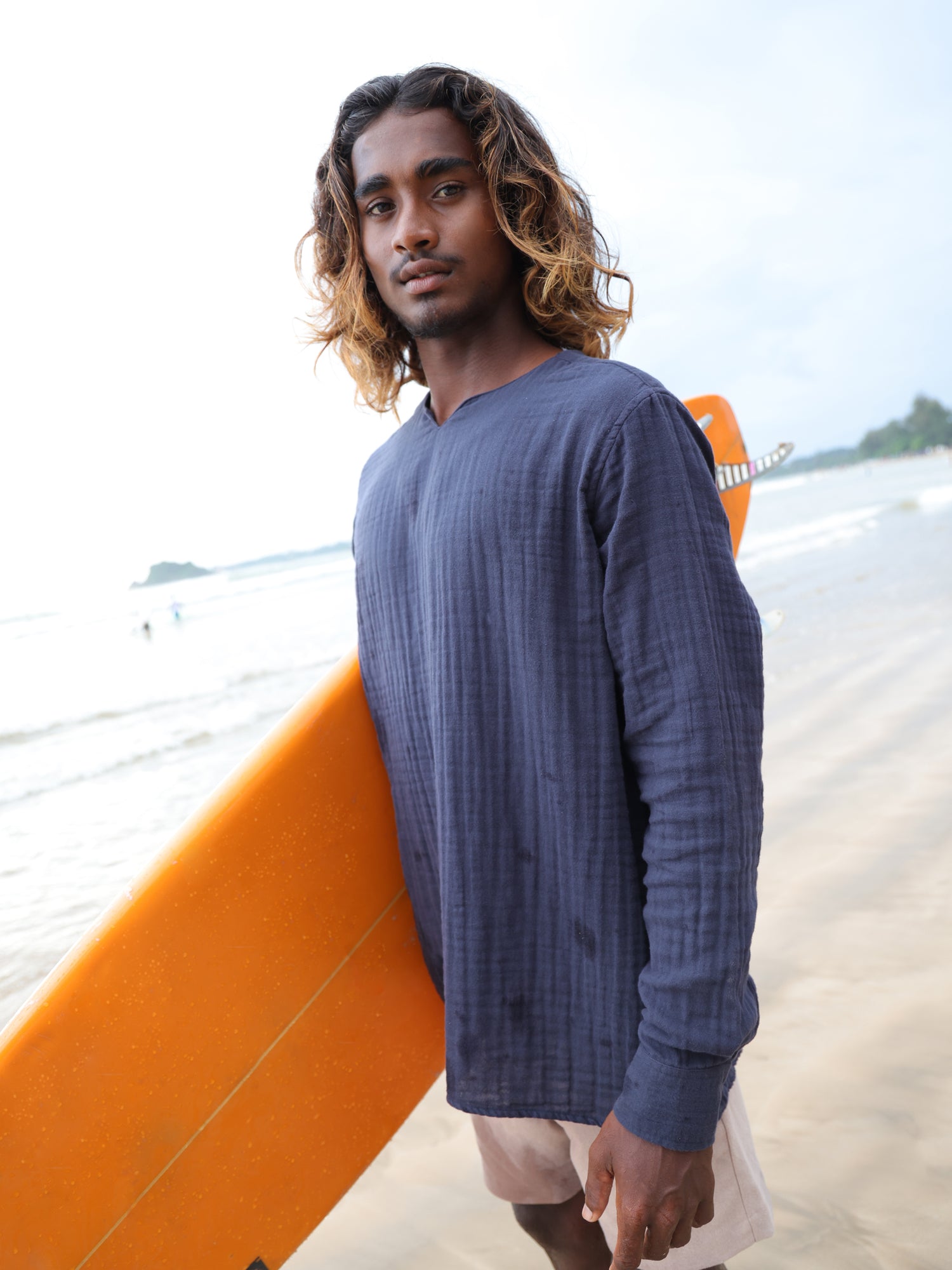 Collar Seam Detail Long Sleeve Shirt