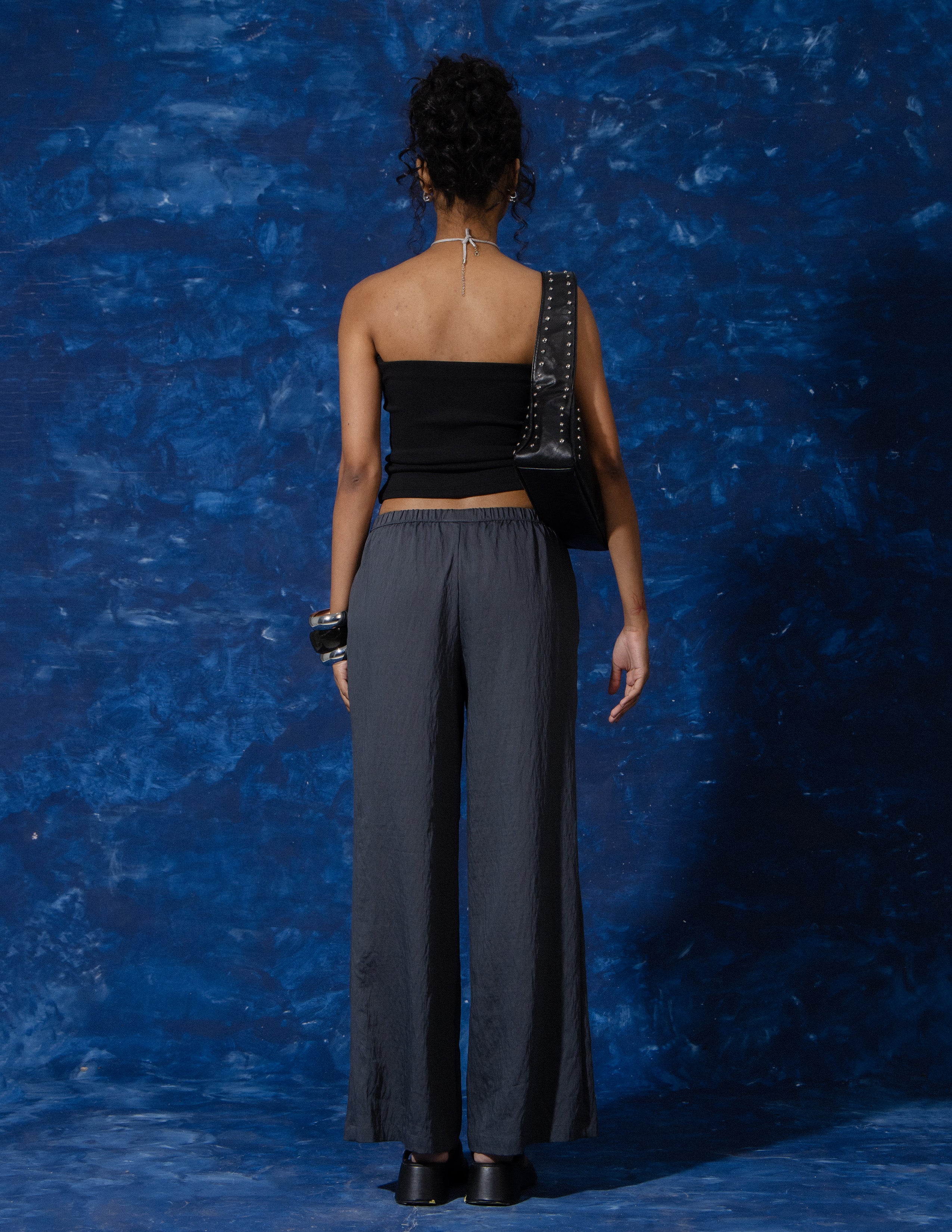 Tie up Detailed Elasticated Wide Leg Pant