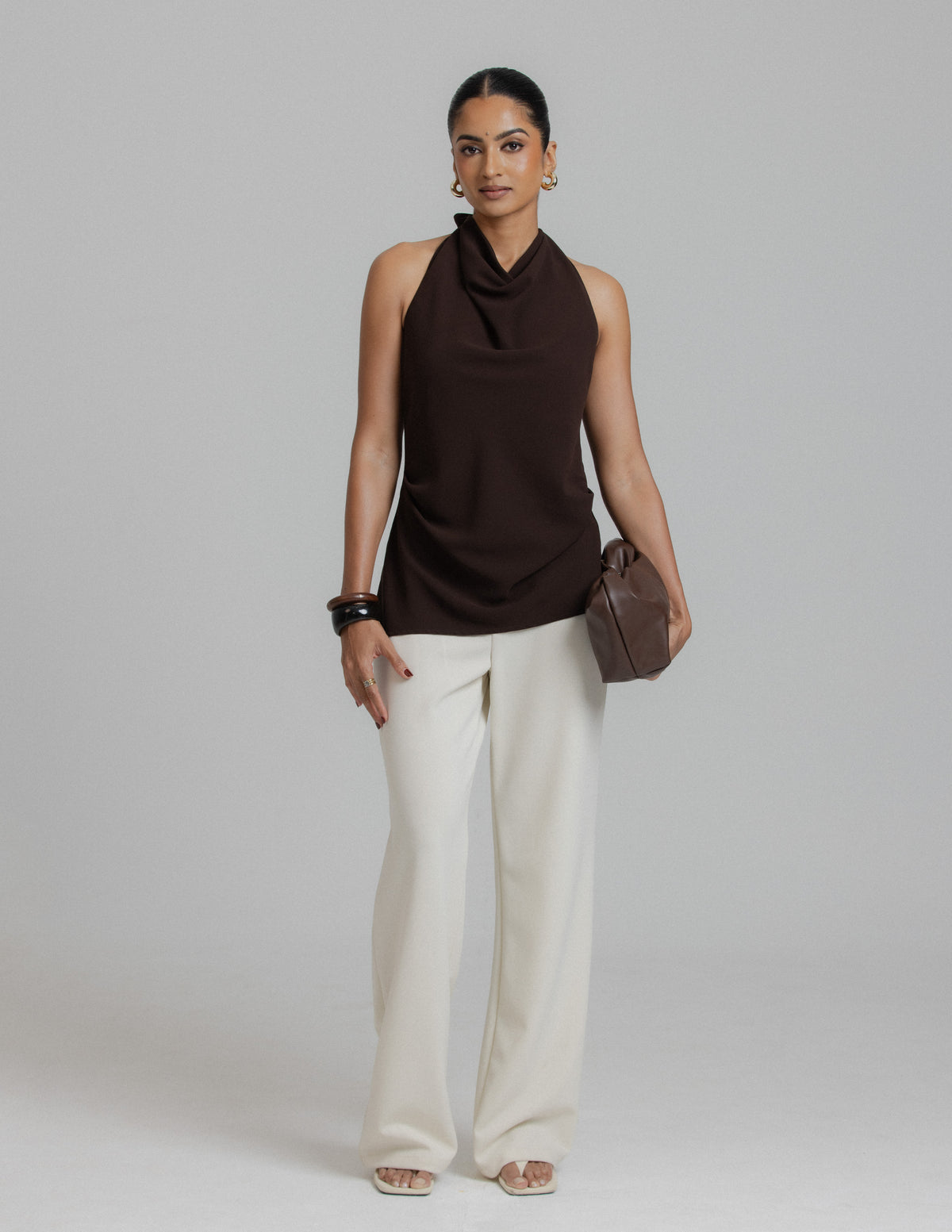 High Cowl Neck Halter Top