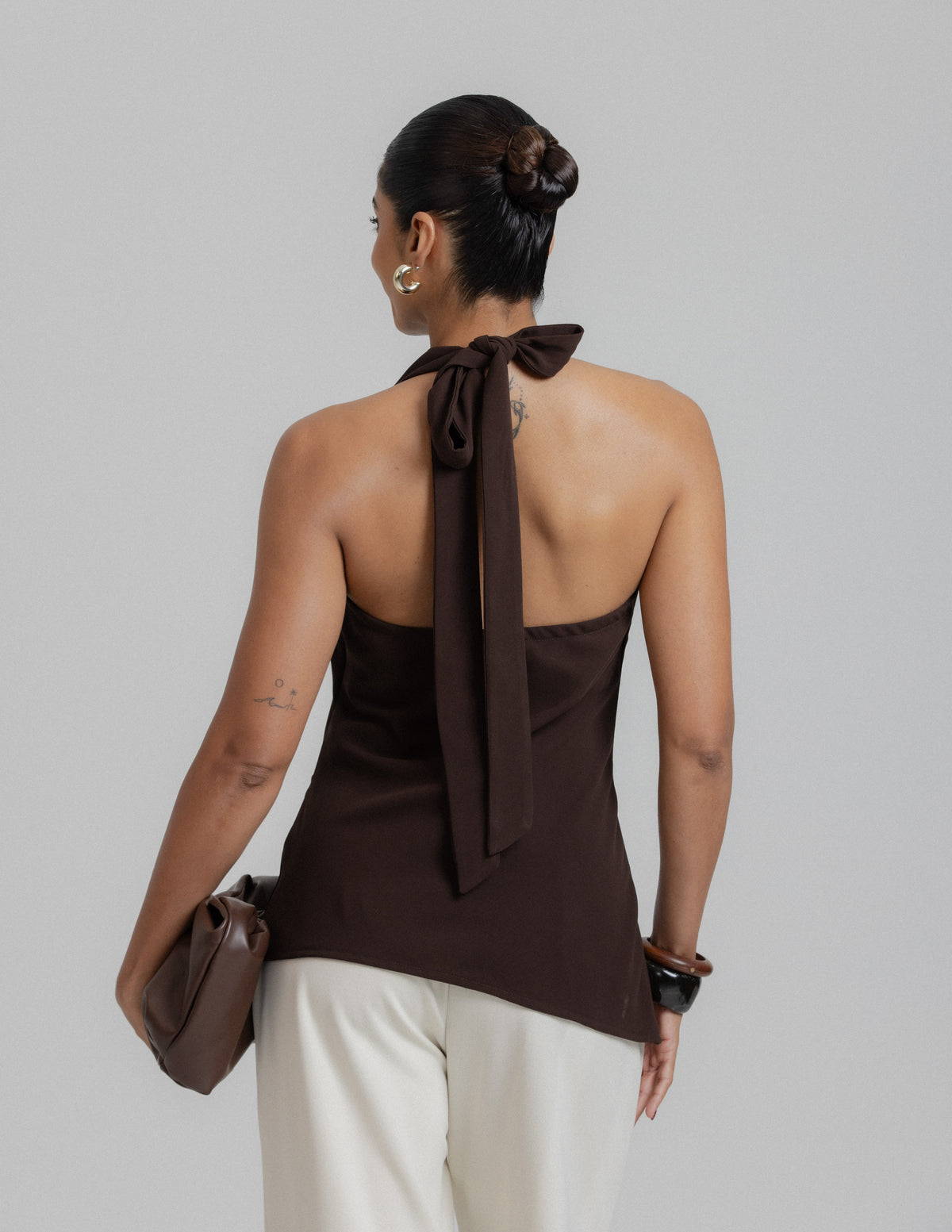 High Cowl Neck Halter Top