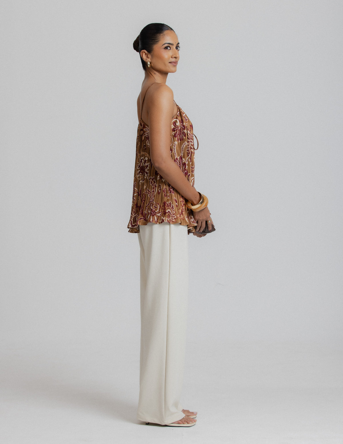 Front Tie Detail Gathered Top