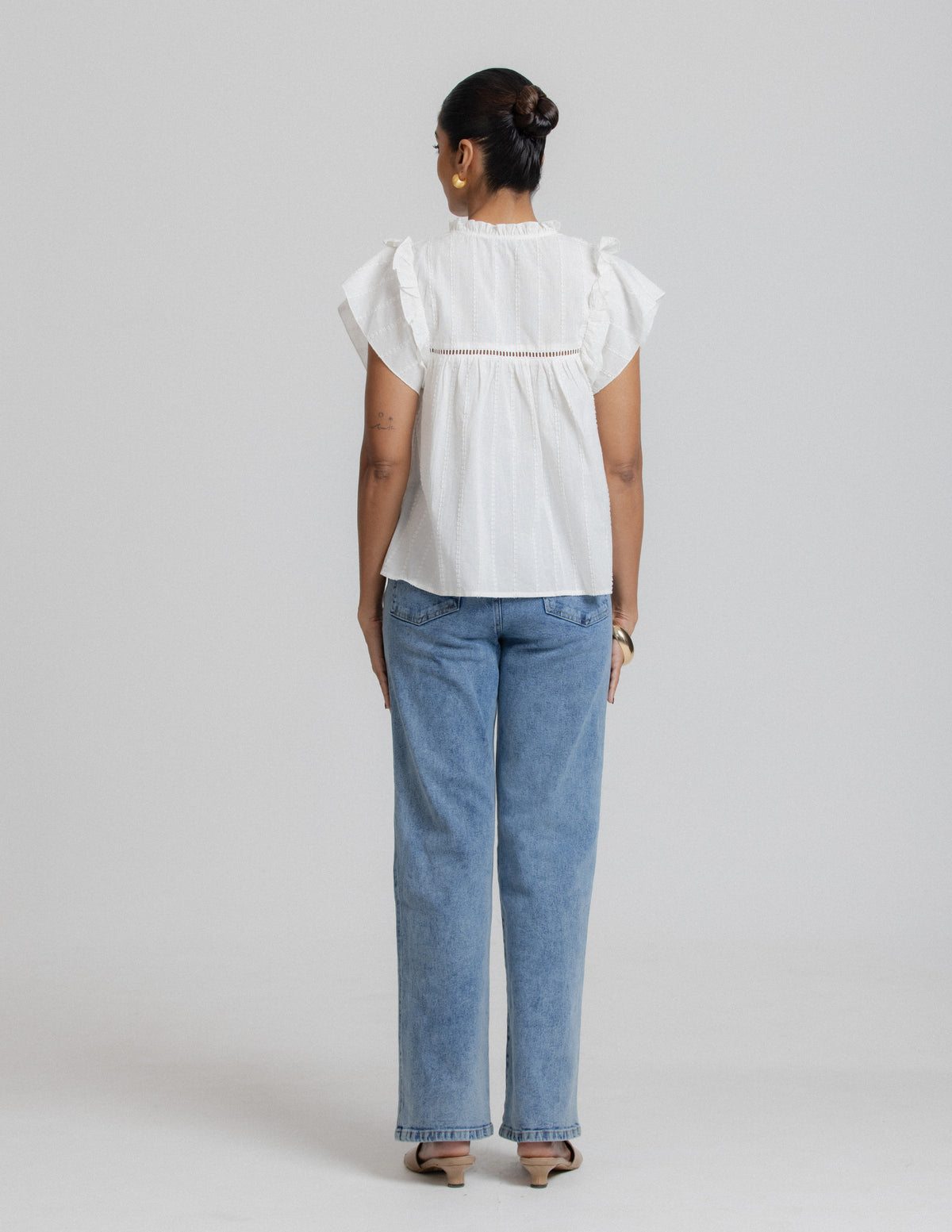 Ladder Lace Detailed Short Sleeve Top