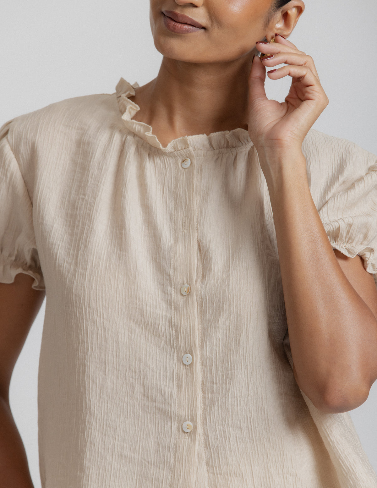 Puff Sleeve Button Down Top