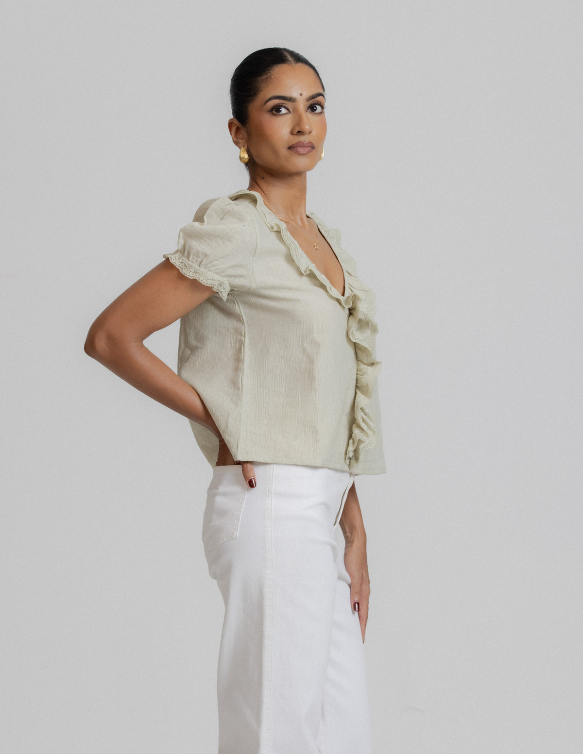 Frill Detailed Short Sleeve Top