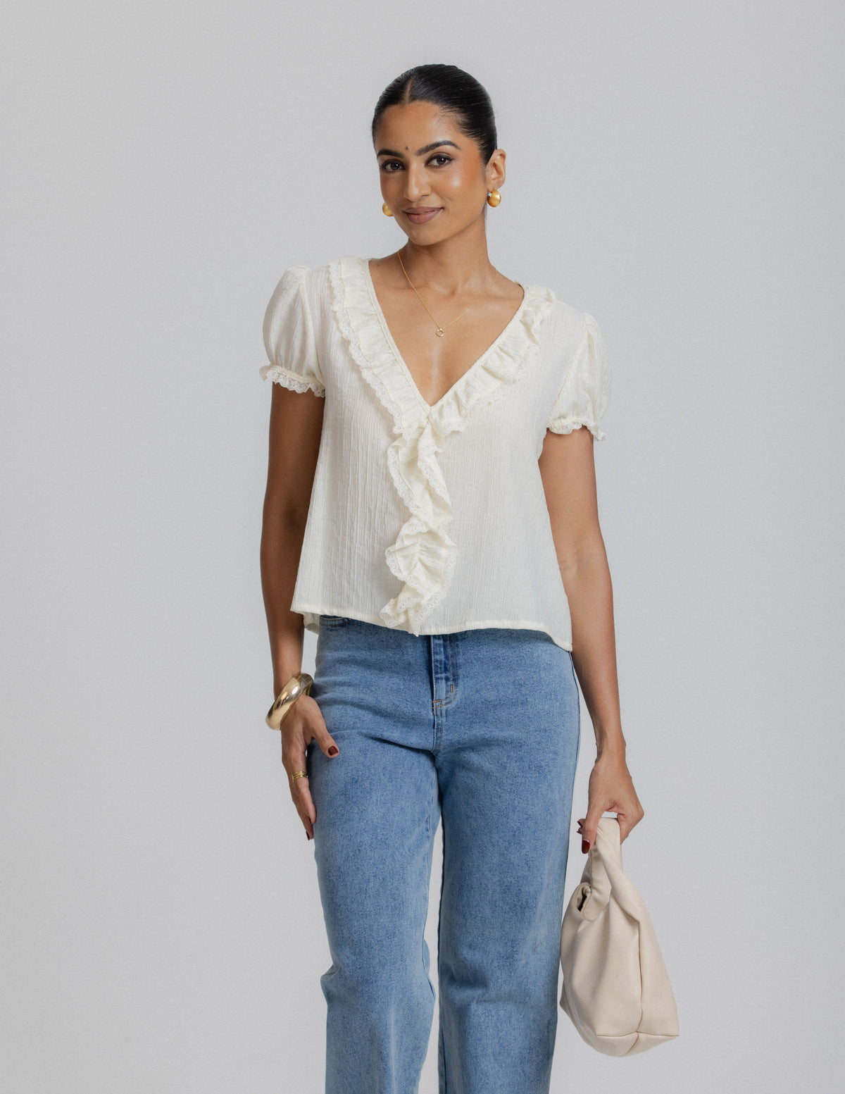 Frill Detailed Short Sleeve Top