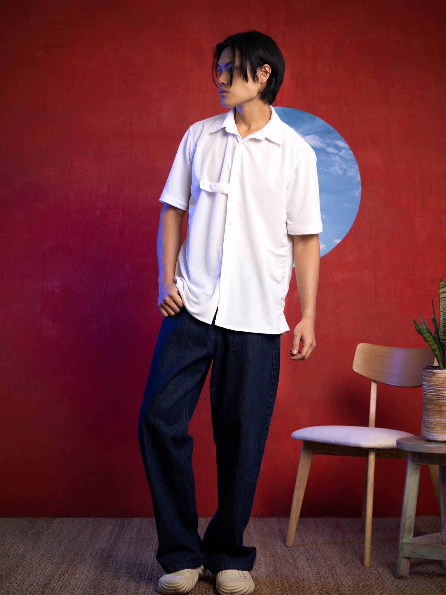 Chest Loop Detailed Oversize Shirt