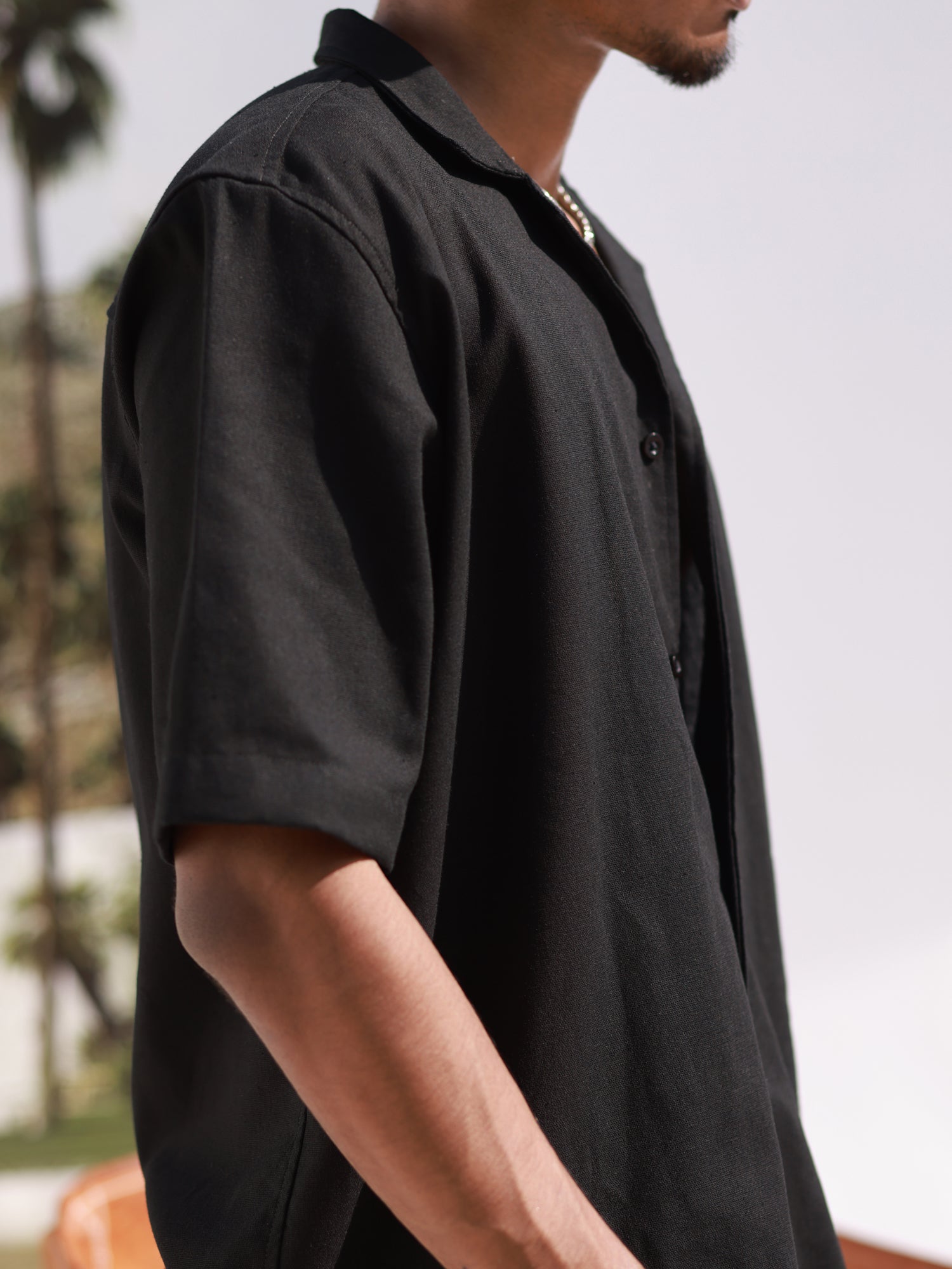 Oversized S/S camp collar shirt