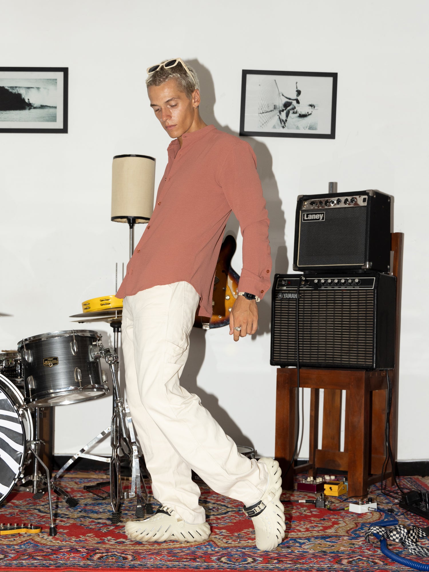 Regular fit Long Sleeve chinese collar shirt