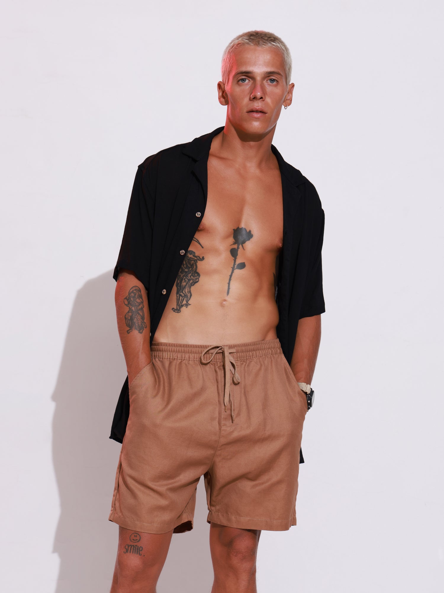 Short sleeved camp collar shirt